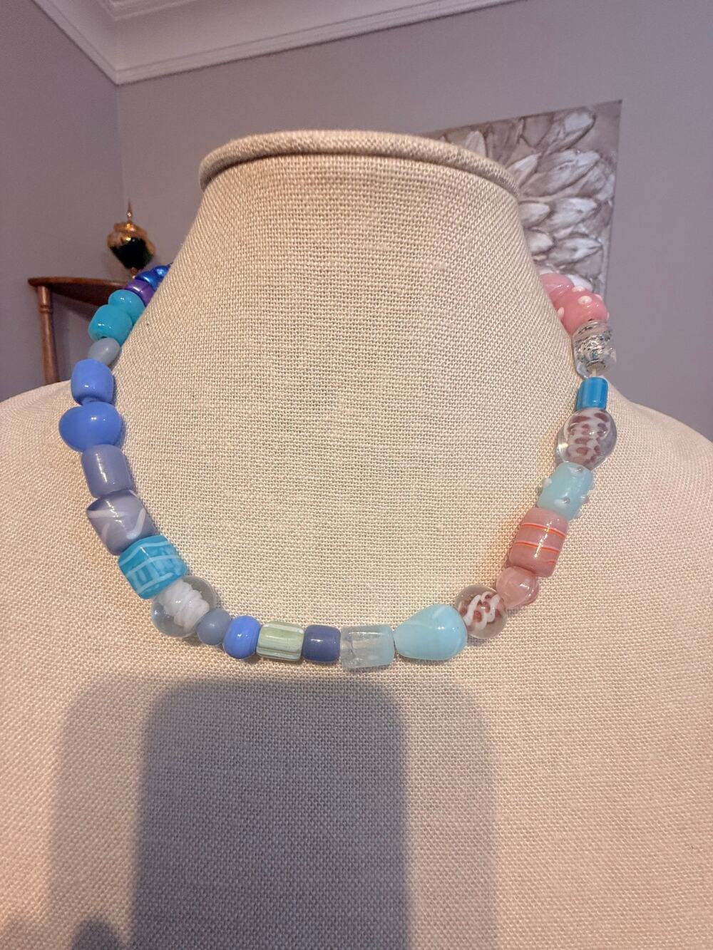 Pastel Glass Bead Necklace 18”